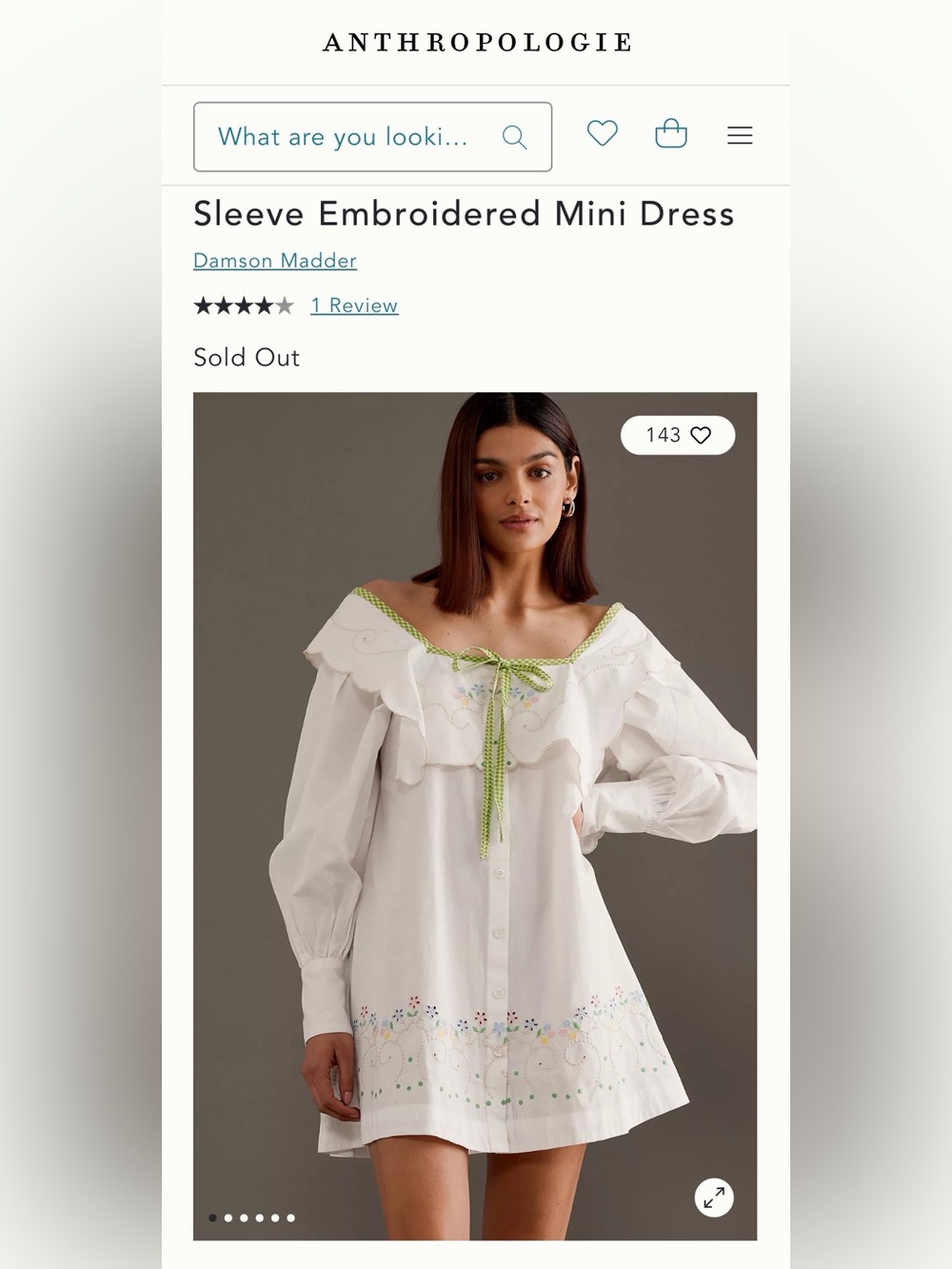 Damson Madder Mala Puff-Sleeve Embroidered Mini Dress